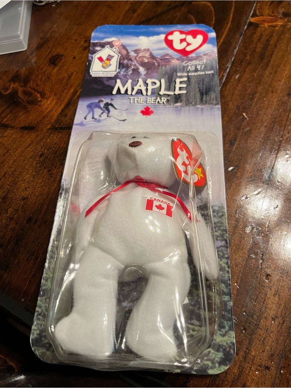 Ty White Maple the Bear Plush with Red Accents - Picture 1 of 5